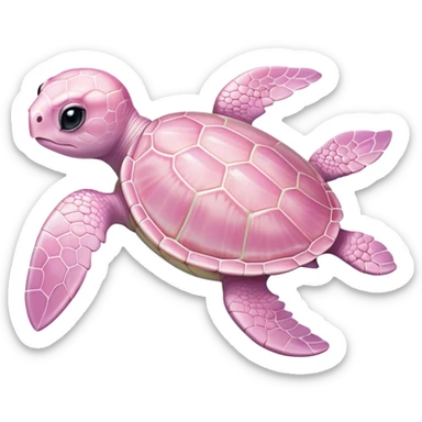 adorable light pink baby sea turtle swimming in water sticker