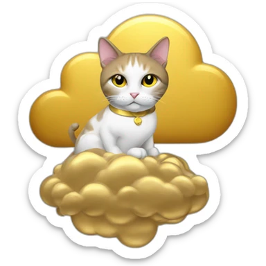 cat secretary sitting on top of the gold cloud sticker