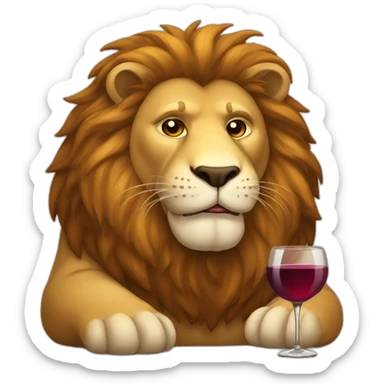 Fat lion with a glass of wine sticker