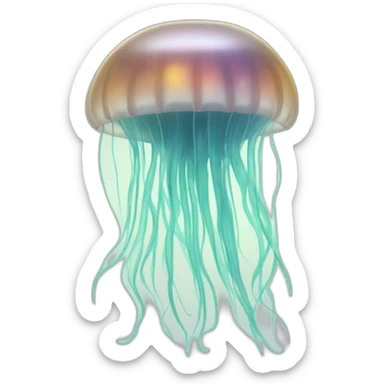 A serene jellyfish emoji with its translucent body pulsating slowly and its tentacles gracefully swaying in the currents. sticker