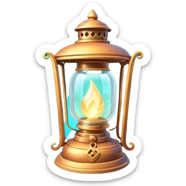 enchanted lantern object icon, strong magical glow, floating runes and sparkles, mystical light swirling inside the lantern, fantasy magic aura, 3D cartoon, mobile game icon style, centered, clean background, no text, no watermark sticker