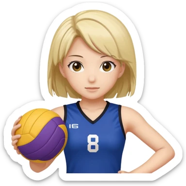 volleyball player, anime girl, with volleyball ball sticker