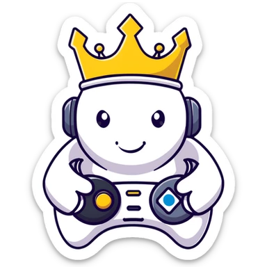 Colorful qbix88 online gaming logo with pro controller, crown for popular games, and expert rank symbol sticker