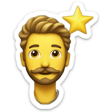 a yellow shining star with a beard and moustache sticker