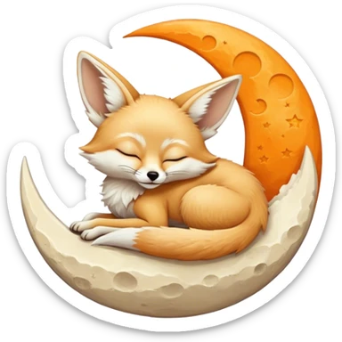 fennec sleeping on a moon sickle  sticker