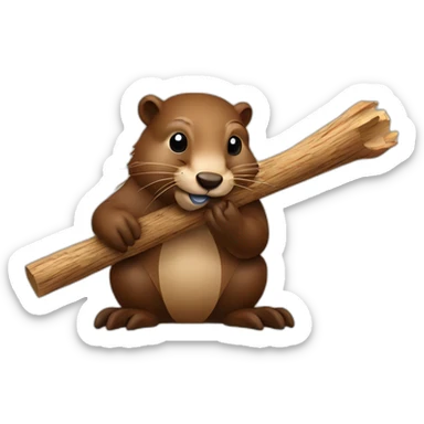 a beaver with a piece of wood in its mouth sticker