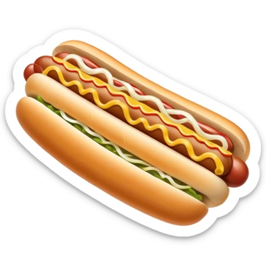 Hot dog with long white onions and spicy mustard on top sticker