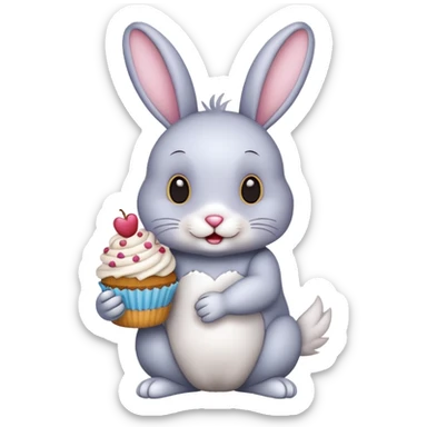 Rabbit with cupcake sticker