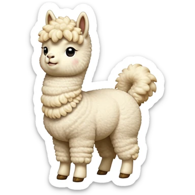 cinematic-[cream alpaca]-realistic-full-body-standing-emoji,-tail-flicking-lazily,-head-tilted-dramatically,-curly-[cream]-fur,-simplified-yet-realistic-focused-features,-highly-detailed,-glowing-with-an-almost-sarcastic-glow sticker