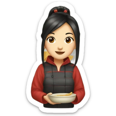 Chinese girl and wontons sticker