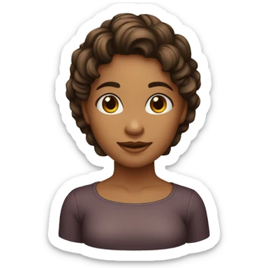 Menina com cabelo castanho escuro, cabelo levemente de lado médio sticker