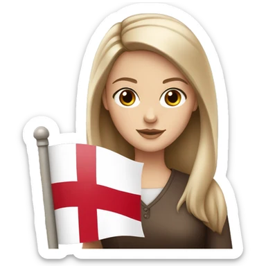white girl with brown eyes and brown straight hair holding a polish flag in her hands sticker