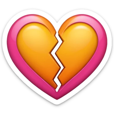 Bright yellow to orange to dark pink double gradient double heart sticker