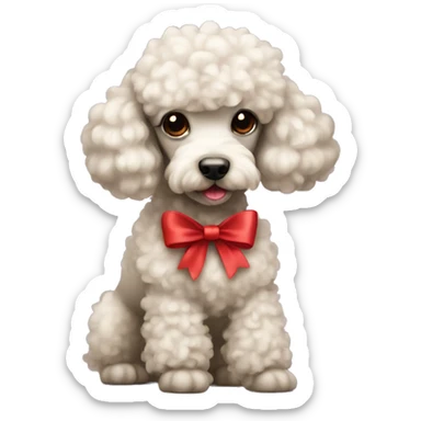 poodle with red bow sticker