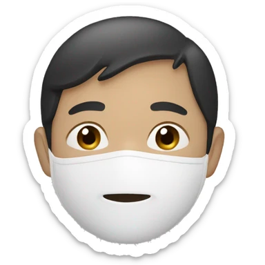 asian boy with white mask sticker