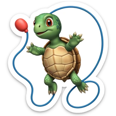 A turtle doing jumping ropes sticker