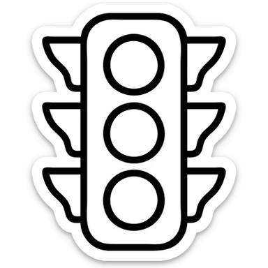 Change the body of the traffic light to yellow. The red light should be lit, while the yellow and green lights should appear off. Keep the outline style and no background. sticker