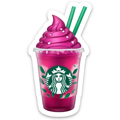 Starbucks dark pink dragonfruit refresher. no pink cream on top. starbucks logo. sticker