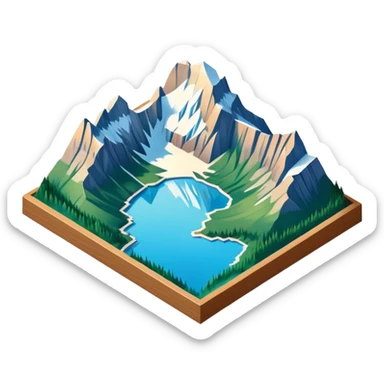 isometric exterior view glacier national park hidden lake  sticker