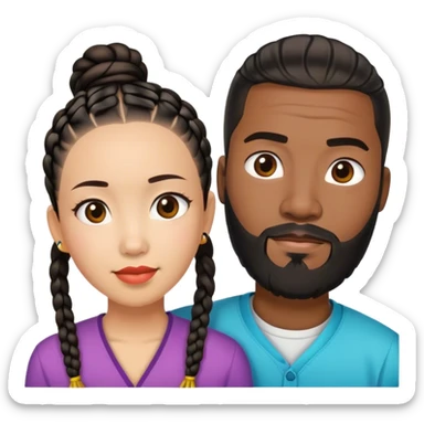 Guy with cornrows and a beard and his Asian girlfriend  sticker