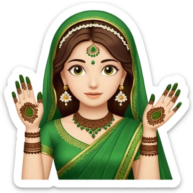bride in mehendi Ceremony in green saree sticker