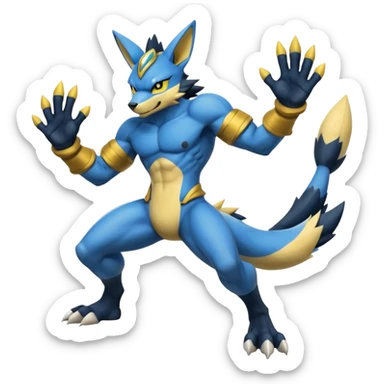 Lucario-Zeraora-Fakémon-hybrid-creature (full body)  sticker
