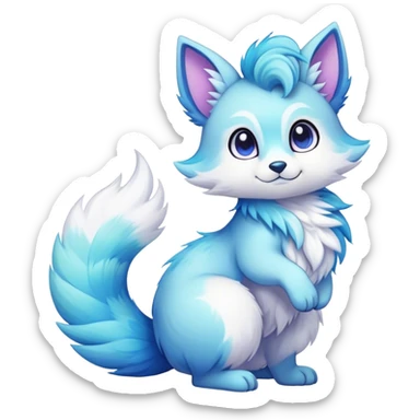 Kawaii bright fantasy ethereal anthro fursona Fakemon with tufted tail  sticker