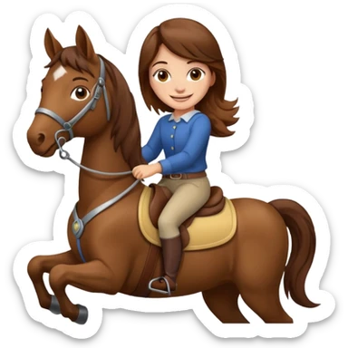 brown haired girl on a horse smiling' sticker