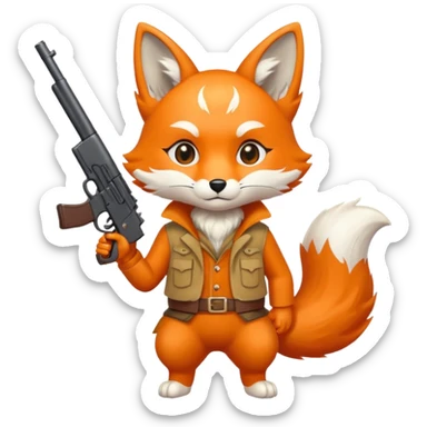 Kitsune holding a gun  sticker