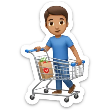 a man with a shopping cart full body sticker