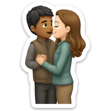 Girl and boy kissing sticker