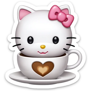 hello kitty com copo de café sticker