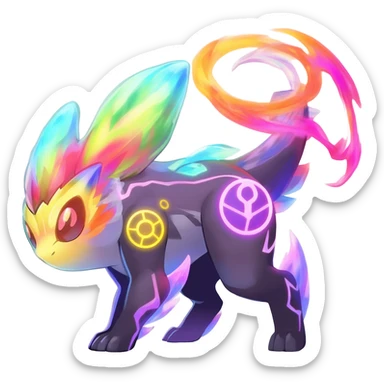Elemental magical colorful exotic animesque Pokémon-Fakémon-animal-creature sticker