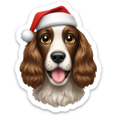 Spaniel with Christmas hat sticker
