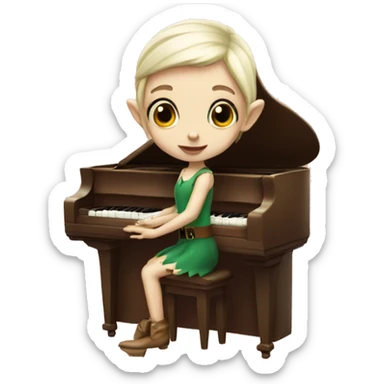 whits skin girl elf playing the piano sticker