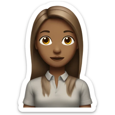 Girl with long brown straight hair middle parted sticker