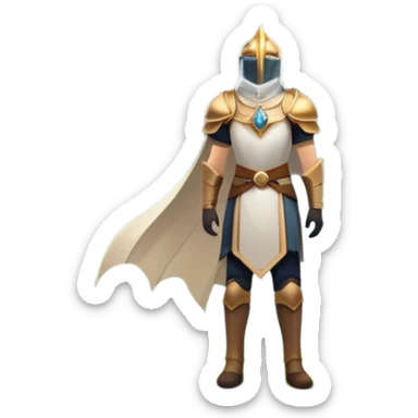 An icon featuring a hero with a closed visor, standing in a majestic, mystical landscape, inspired by RPGs like Elden Ring. The design includes a stunning, ethereal background with towering castles and distant mountains, symbolizing the adventure and mystery. Transparent background sticker