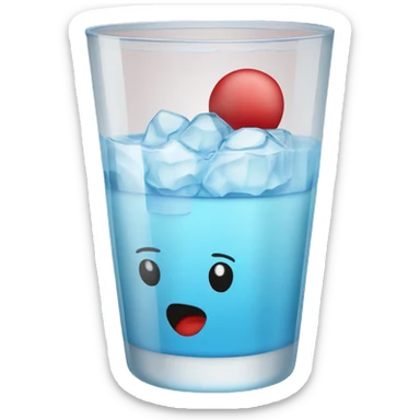 Un vaso de agua con hielo y un sorbete rojo sticker