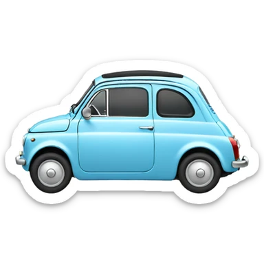 Light blue fiat 500 with eyelashes sticker