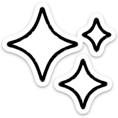 Create a sparkles icon in a minimalistic style with a thicker gray outline, no fill, no text, and transparent background. Maintain the minimalistic look of the reference image. sticker
