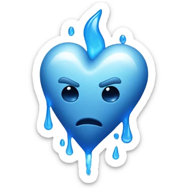 bleeding blue heart glowing blue-white sticker