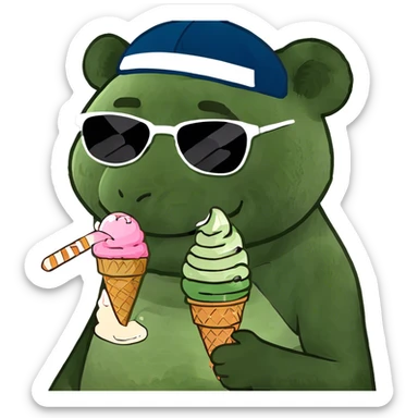 Panda eating ice cream sticker