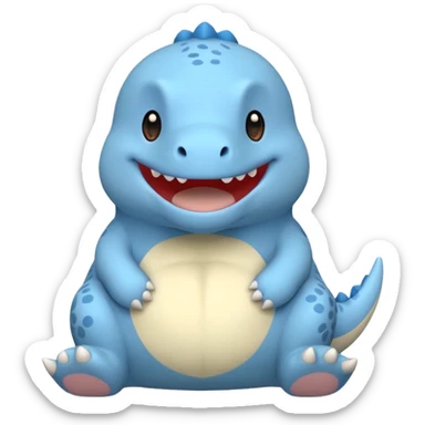 baby blue dinosaur cartoon squishmallow smile no teeth sticker