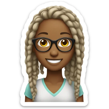 smiling girl with glasses with locs sticker