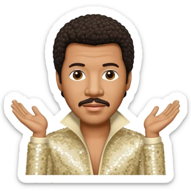 Lionel Richie with dark brown hair, cream sequin outfit  sticker