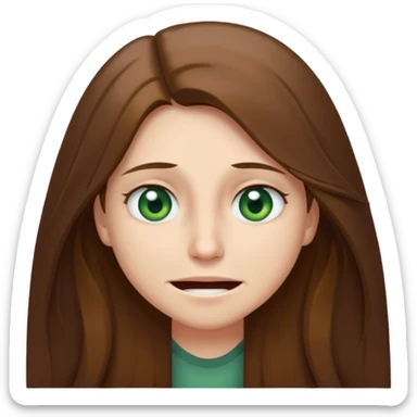 I have long brown hair, green-gray eyes, I hide myself behind a smile, it hurts my soul, I don't have mutual love, sometimes I can be rude sticker
