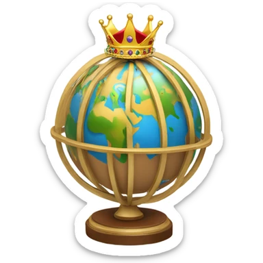 a crown on top of the globe sticker