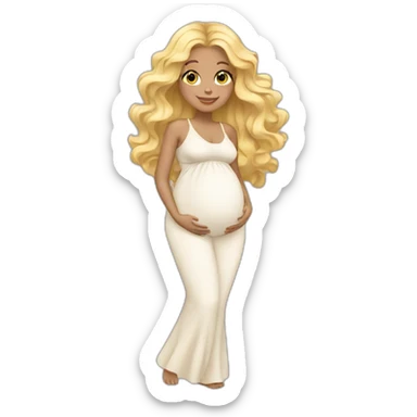 adorable pregnant blond full body women with beach-wave-hair sticker