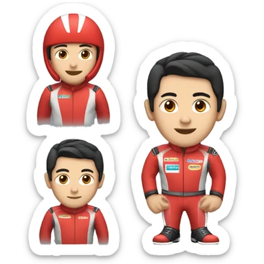 guy in red racing outfit with black hair sticker