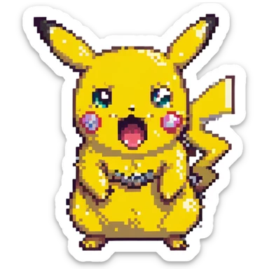 surprised shocked Pikachu with open mouth sticker